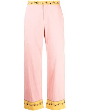 Bode Pantaloni Crop Con Decorazione - Rosa