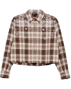 Maje Verziertes Hemd Mit Karomuster - Braun