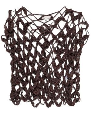 Antonelli Crochet Open Knit Top - Schwarz