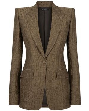 Tom Ford Crocodile-Effect Single-Breasted Blazer - Green