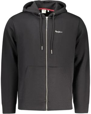 Pepe Jeans Logo-Embroidered Zip-Up Hoodie - Black