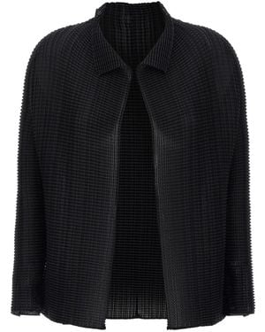 Issey Miyake Plissierter Cardigan - Schwarz
