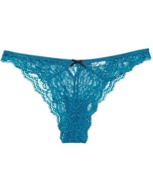 Fleur du Mal Bianca Lace Cheeky Briefs - Blue