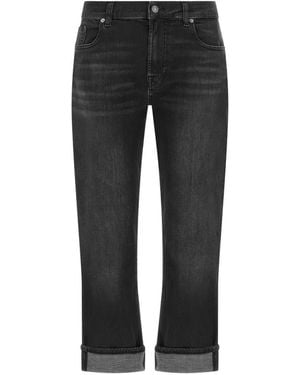 7 For All Mankind Vaqueros Relaxed Skinny Con Dobladillo Con Vuelta - Negro