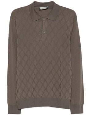 Canali Diamond-Pattern Polo Shirt - Brown