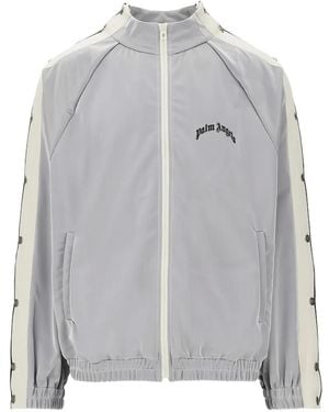 Palm Angels Logo-Print Side-Stripe Track Jacket - Gray