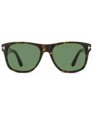 Tom Ford Marlon Rectangular-Frame Sunglasses - Green