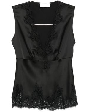 ERMANNO FIRENZE Lace-Trim Sleeveless Top - Black