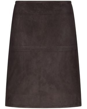 Loulou de Saison Engel Suede Oencil Mini Skirt - Brown