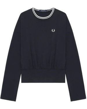 Fred Perry Gerafftes Laurel Wreath T-Shirt - Blau