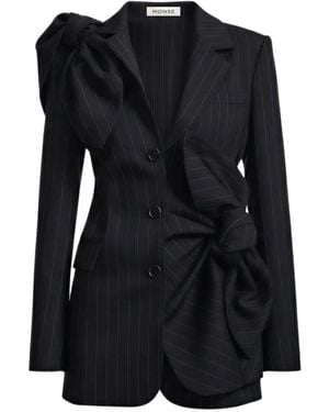 Monse Bow-Detail Pinstripe Dress - Black