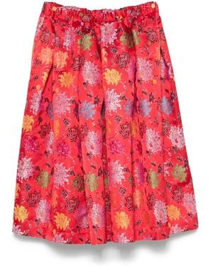 Comme des Garçons Floral-Jacquard Midi Skirt - Red
