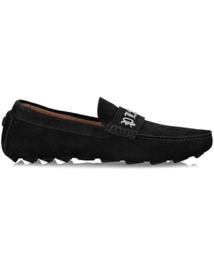 Philipp Plein Logo-Plaque Suede Loafers - Black