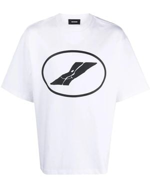 we11done Logo-Print Cotton T-Shirt - Blue
