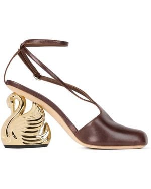 A.W.A.K.E. MODE Asymmetrische Christine Sandalen Mit Schwanabsatz - Braun