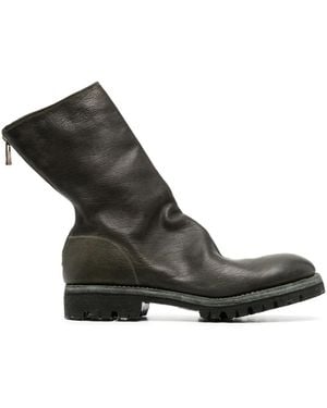 Guidi Round-Toe Leather Boots - Black