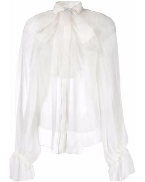 Atu Body Couture Semi-Sheer Silk Blouse - White