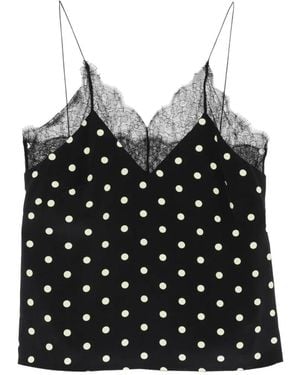 Franchise Layla Lace Polka-Dot Top - Black