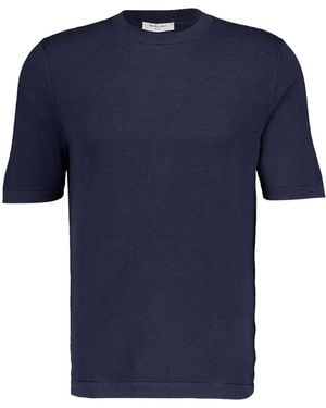 Boglioli Crew-Neck Silk-Cotton Blend T-Shirt - Blue