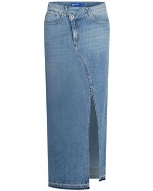 Karl Lagerfeld Asymmetric Front Denim Maxi Skirt - Blue