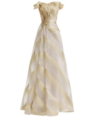 Gemy Maalouf Off-Shoulder Gathered Gown - White