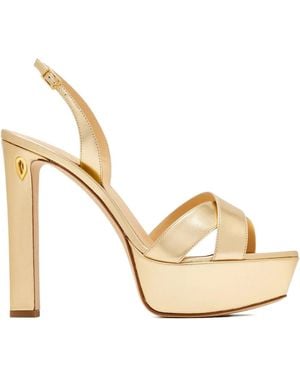 Jennifer Chamandi Leonardo 130 Criss Cross Heeled Sandals - Metallic