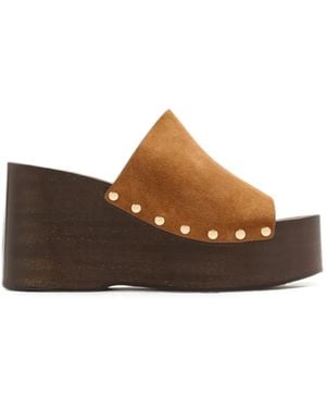 Stuart Weitzman Kate Studded Platform Sandals - Brown