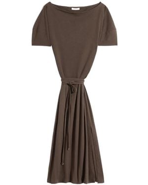 Lemaire Lambskin Leather Off Shoulder Dress - Brown