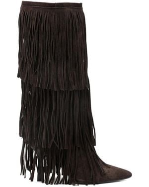 GISÉL MOIRÉ George Fringed Boots - Black