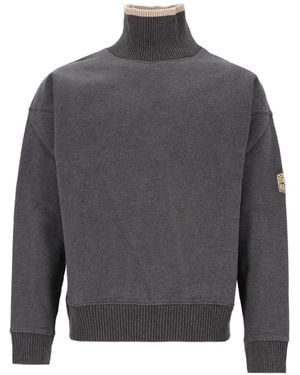 Isabel Marant High-Neck Logo-Patch Jumper - Grey