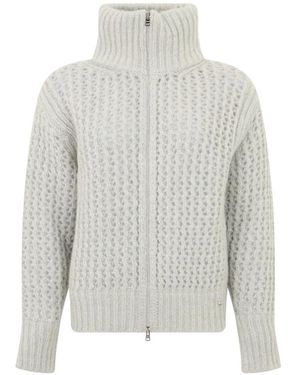 Herno Cardigan Zippé À Col Montant - Blanc
