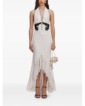 Self-Portrait Lace-Trimmed Polka-Dot Dress - Natural