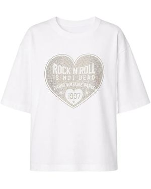 Zadig & Voltaire Heart-Motif Rhinestone-Embellished T-Shirt - White