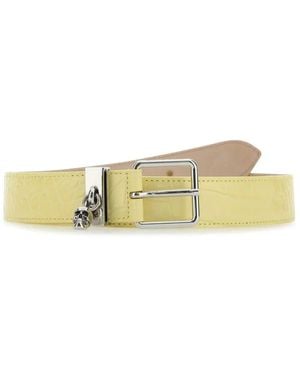 McQueen Crocodile-effect leather belt - Amarillo