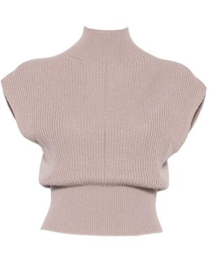 Rick Owens Ribbed Cap-Sleeve Top - Gray