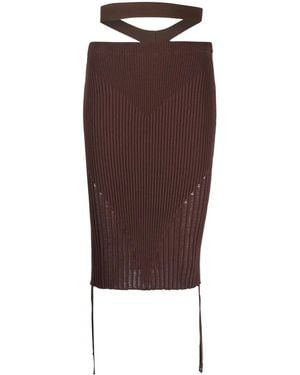 ANDREADAMO Ribbed-Knit Pencil Skirt - Brown