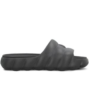 Moncler Lilo Logo-Patch Quilted Slides - Grey