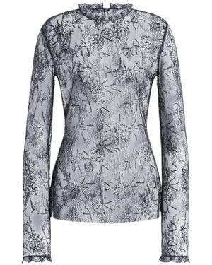Alberta Ferretti Embroidered Sequin-Embellished Lace Blouse - Blue