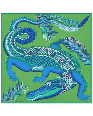 Inoui Edition Crocodile-Print Square Scarf - Green