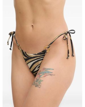 Twinset Brazilian Zebra-Print Side-Tie Bikini Bottoms - Natural