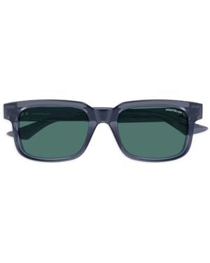 Montblanc Rectangle-Frame Sunglasses - Green