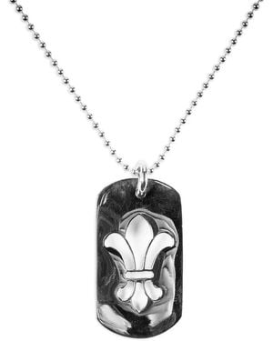 Chrome Hearts Fleur Dog-Tag Necklace - White