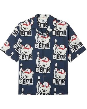 Chocoolate Bear-Print Shirt - Blue