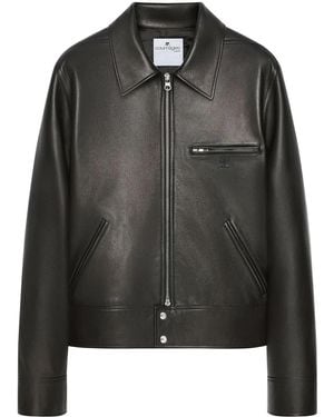 Courreges Zip-Up Leather Jacket - Black