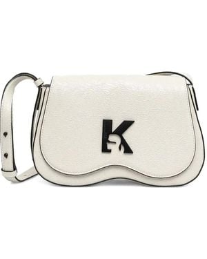 Karl Lagerfeld Strukturierte Schultertasche mit Logo-Stickerei - Natur