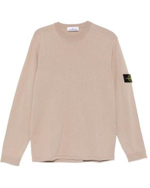 Stone Island Logo-Patch Crew-Neck Jumper - Natural
