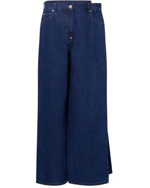 Pushbutton Five-Pocket Jeans - Blue