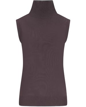 Sportmax Vertigo Turtleneck Sleeveless Top - Purple