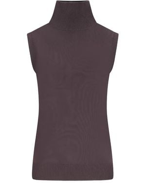 Sportmax Vertigo Turtleneck Sleeveless Top - Purple