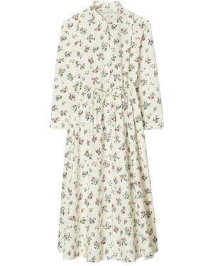 Tory Burch Floral-Patterd Midi Dress - White